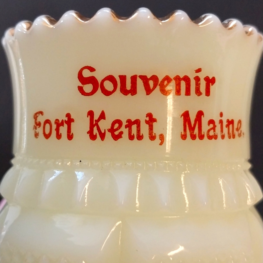 🤑🤑Antique Fort Kent Souvenir Custard Glass Toothpick Holder - Picture 6 of 8